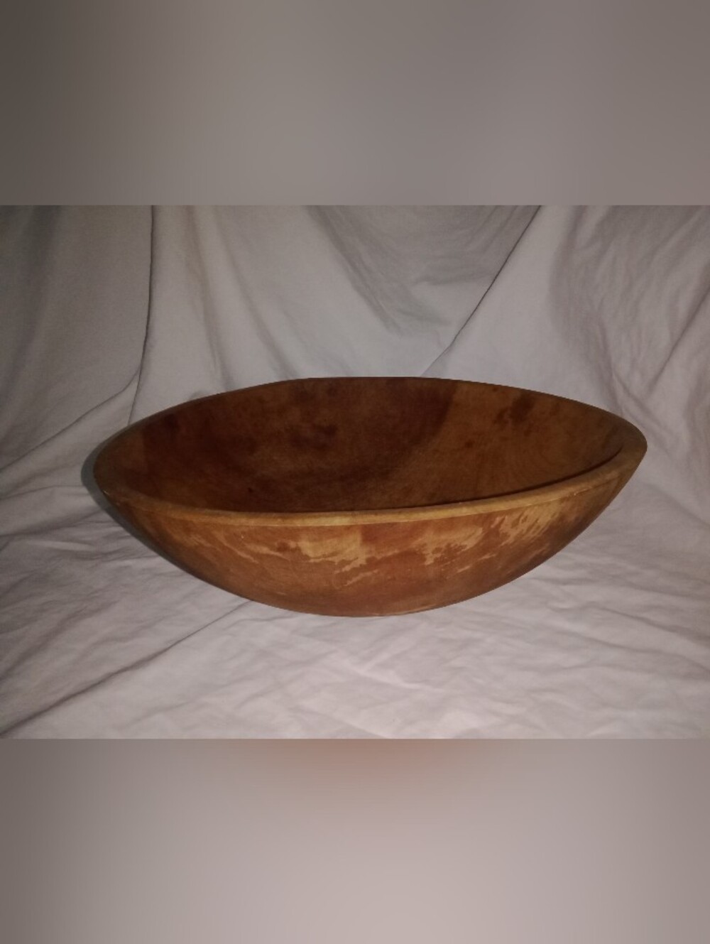 Vintage Wood Hand Made Large Serving Bowl Dish 13 3/8" Diameter 4 1/8" Tall